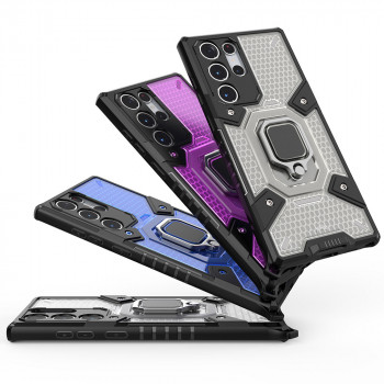 Husa telefon Samsung Galaxy S22 Ultra 5G - Techsuit Honeycomb Armor - Rose-Violet - Img 2