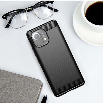 Husa telefon Xiaomi Mi 11 Lite 4G / Mi 11 Lite 5G / 11 Lite 5G NE - Techsuit Carbon Silicone - Black - Img 4