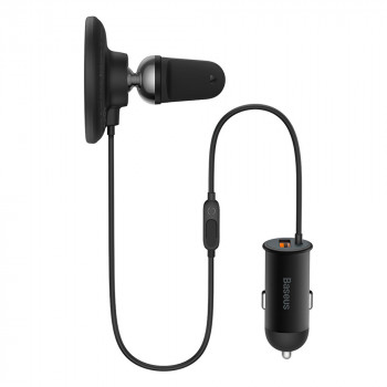 Incarcator pentru Masina 25W + Suport cu Incarcare Wireless 15W - Baseus (SUCX040001) - Black - Img 3