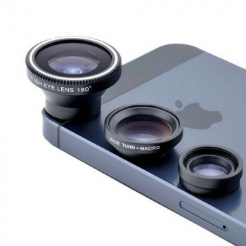 Lentile pentru telefon (set 3) - Techsuit Macro, Wide Angle, Fish Eye (W33) - Black - Img 3