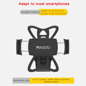 Suport Bicicleta pentru Telefon - Yesido Elastic Grip (C42) - Black - Img 2