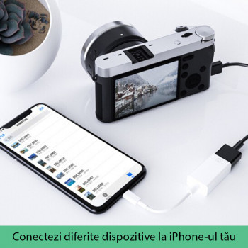 Cablu Adaptor OTG Lightning la USB 5Gbps - Yesido (GS10) - White - Img 3