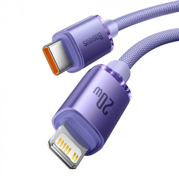 Cablu de Date Type-C la Lightning 20W, 1.2m - Baseus Crystal Shine (CAJY000205) - Purple - Img 2