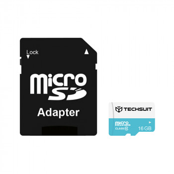 Card de Memorie MicroSDHC 16GB + Adaptor - Techsuit - Black