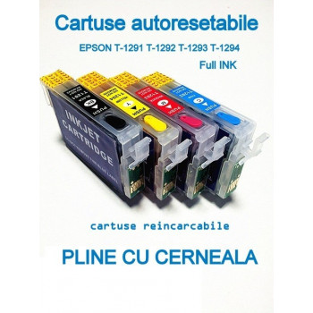 Cartuse autoresetabile PLIN CU CERNEALA EPSON T1292 reincarcabile refilabile Cyan ( Cartus T-1292 cip auto-resetabil albastru ) - Img 2