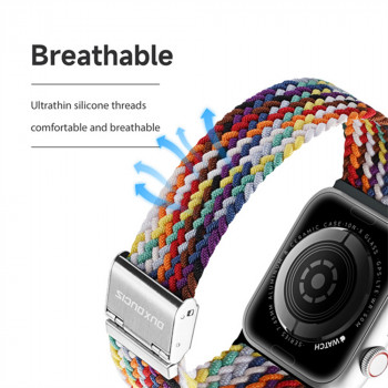 Curea pentru Apple Watch 1/2/3/4/5/6/7/8/SE/SE 2/Ultra (42/44/45/49mm) - Dux Ducis Mixture II Version - PaleStripes - Img 3