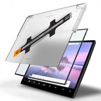 Folie pentru Display Auto Tesla Model X 2022 / Model S 2021 - Spigen Glas.TR EZ-FIT- Black - Img 2