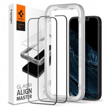 Folie protectie telefon iPhone 13 / 13 Pro / iPhone 14 (set 2) - Spigen Glass.TR Align Master - Black