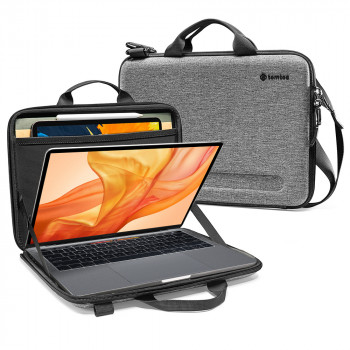 Geanta pentru Macbook Pro / Air 13 si iPad Pro 11 - Tomtoc FancyCase Laptop Shoulder Bag (A25C2G2) - Gray - Img 2