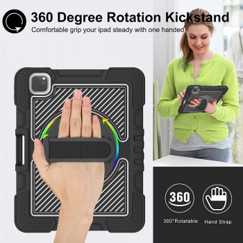 Husa pentru tableta iPad Air 4 / 5 (2020/2022) / iPad Pro 11 (2018 / 2020 / 2021 / 2022) - Techsuit StripeShell 360 - Black - Img 3