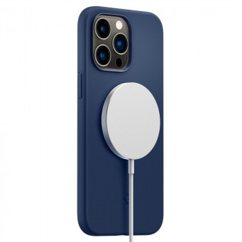 Husa telefon iPhone 14 Pro Max - Spigen Silicone Fit Mag Safe - Navy Blue - Img 3