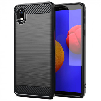 Husa telefon Samsung Galaxy A01 Core / M01 Core - Techsuit Carbon Silicone - Black - Img 1
