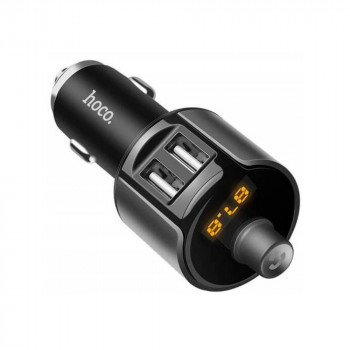 Incarcator Auto cu Modulator FM - 2xUSB-A, 12W, 2.4A - Hoco (E19) - Grey - Img 3