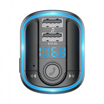 Incarcator Auto cu Modulator FM, Display LED, 2xUSB 3.1A, MicroSD - Yesido (Y44) - Black - Img 2