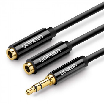 Cablu Audio Adaptor Jack la 2x Jack 25cm - Ugreen (20816) - Black