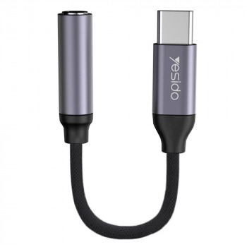 Cablu Audio Adaptor Type-C la Jack - Yesido (YAU-19) - Black - Img 1