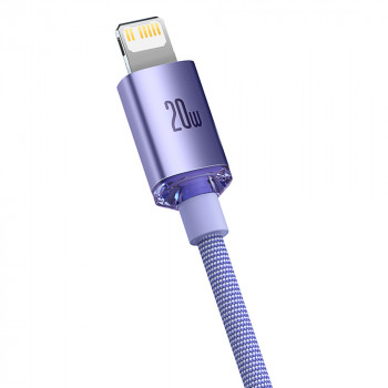 Cablu de Date Type-C la Lightning 20W, 1.2m - Baseus Crystal Shine (CAJY000205) - Purple - Img 3