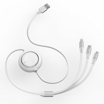 Cablu de Date USB la Type-C, Lightning, Micro-USB 3.5A, 1.2m - Baseus (CAMLT-MJ02) - White - Img 4