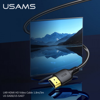Cablu Video HDMI la HDMI 2.0 4K, 1.8m - USAMS U49 (US-SJ426) - Black - Img 2