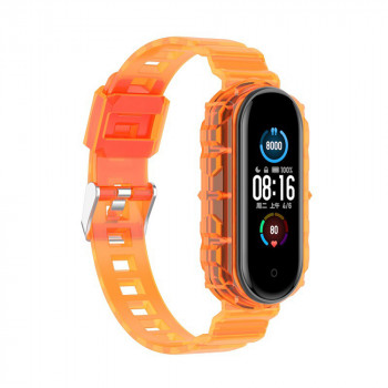 Curea pentru Xiaomi Mi Band 5 / 5 NFC / 6 / 6 NFC / Amazfit Band 5 - Techsuit Watchband (W017) - Orange - Img 2
