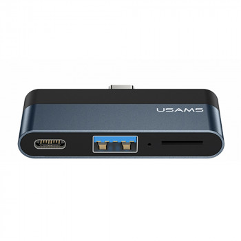 Hub Type-C la 1xUSB, Type-C, Micro SD - USAMS mini (US-SJ491) - Dark Gray - Img 1
