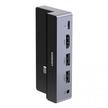 Hub Type-C la 2xUSB-A 3.0, HDMI 4k*2k@60Hz, Jack - Ugreen (70688) - Gray