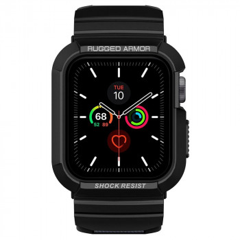 Husa pentru Apple Watch 4/5/6/7/8/SE (40/41mm) + Curea - Spigen Rugged Armor Pro - Black - Img 3
