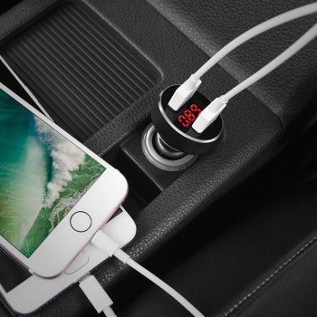 Incarcator Auto 2xUSB-A, 10.5W, 2.1A - Hoco High Praise (Z26) - Black - Img 3