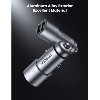 Incarcator Auto 2xUSB-A, 24W, 4.8A - Ugreen (50592) - Gray - Img 2