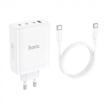 Incarcator pentru Priza USB, 3x Type-C, Fast Charging, 100W + Cablu Type-C - Hoco Leader (N31) - White - Img 2