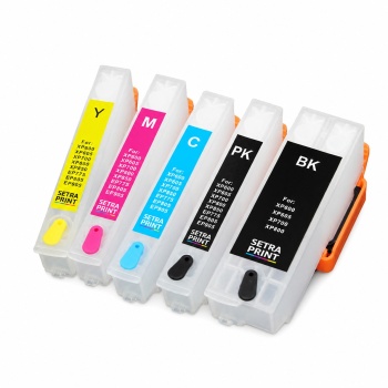 Cartuse reincarcabile pt EPSON 33XL T3351-XL T3361-XL T3362-XL T3363-XL T3364-XL set 5 buc ( black, photo black, cyan, magenta, yellow )
