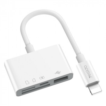 Cititor de Carduri SD, TF + Adaptor Lightning - Yesido (GS12) - White