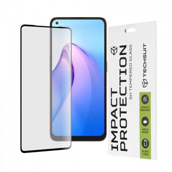 Folie protectie telefon Oppo Reno8 - Techsuit 111D Full Cover / Full Glue Glass - Black