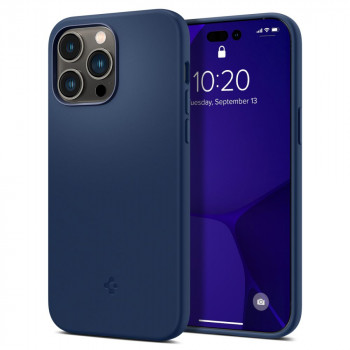 Husa telefon iPhone 14 Pro Max - Spigen Silicone Fit Mag Safe - Navy Blue