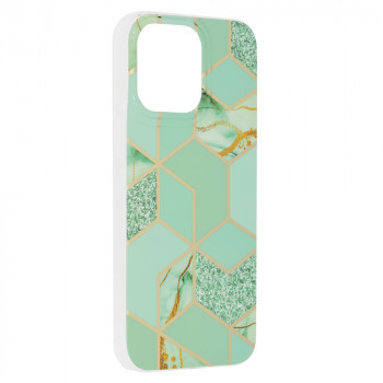 Husa telefon iPhone 14 Pro Max - Techsuit Marble Series - Green Hex - Img 2