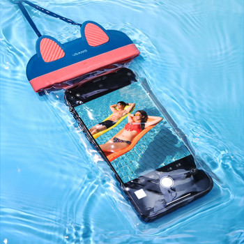 Husa Waterproof pentru Telefon 7 inch - USAMS Bag (US-YD010) - Blue/Pink - Img 4