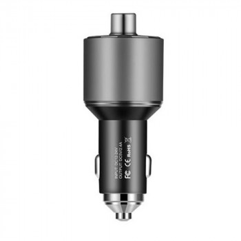 Incarcator Auto cu Modulator FM - 2xUSB-A, 12W, 2.4A - Hoco (E19) - Grey - Img 4