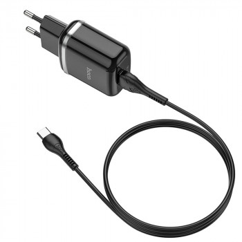 Incarcator priza USB-A, 18W, 3A + Cablu Type-C 1m - Hoco Special (N3) - Black - Img 2