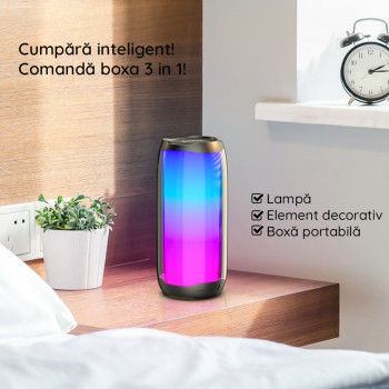 Boxa Portabila LED, Bluetooth 5.0, 10W - Hoco Pulsating (HC8) - Blue - Img 4