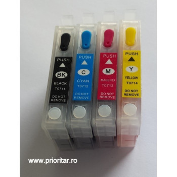 Cartus reincarcabil PLIN CU CERNEALA EPSON T0714 T714 galben cu chip autoresetabil T-714 YELLOW - Img 2