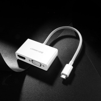 Convertor Type-C la HDMI 4k@30Hz, VGA 1920*1200@60Hz - Ugreen (30843) - White - Img 2