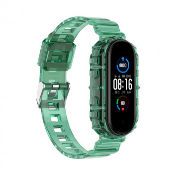 Curea pentru Xiaomi Mi Band 5 / 5 NFC / 6 / 6 NFC / Amazfit Band 5 - Techsuit Watchband (W017) - Dark Green - Img 2