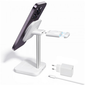 ESR - Charging Station 3in1 HaloLock - for iPhone, AirPods and Apple Watch, with Detachable Watch Charger Set - White - Img 2