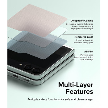 Folie telefon Samsung Galaxy Z Flip5 (set 2) - Ringke Cover Display Tempered Glass - Clear - Img 4