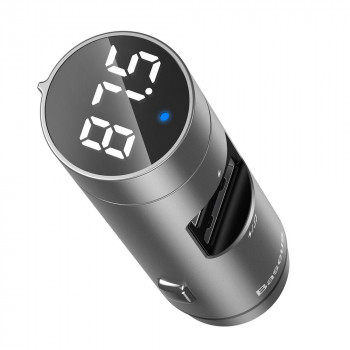 Incarcator Auto cu Modulator FM, 2xUSB 3.1A - Baseus Energy Column (CCNLZ-0S) - Silver - Img 4