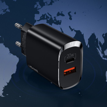 Incarcator Priza 1xUSB-C, PD20W, 1xUSB-A, QC3.0 - USAMS T35 (US-CC121) - Black - Img 2