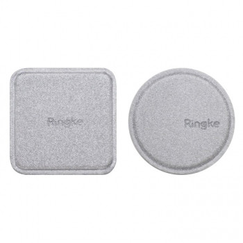 Placute Metalice pentru Telefon (set 2) - Ringke PU Leather Cover - Silver - Img 2