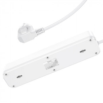 Prelungitor 2xUSB-A 18W, 4xShuko, Type-C PD20W, 3A, 1.8m - Hoco Aura (NS1) - White - Img 3