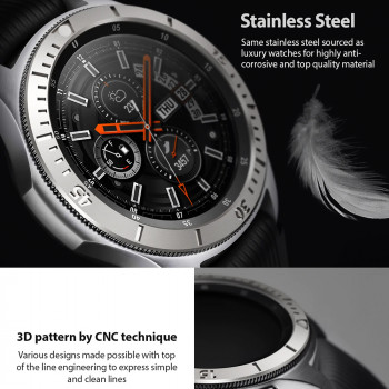 Rama pentru Samsung Galaxy Watch 46mm / Gear S3 Classic / Gear S3 Frontier - Ringke Bezel Styling - Black Yellow - Img 3
