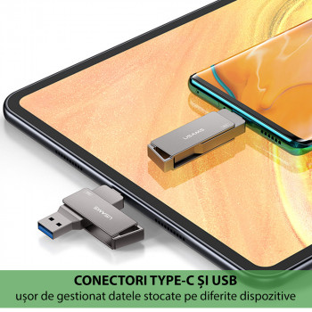 Stick de Memorie USB, Type-C 32GB - USAMS (US-ZB199) - Iron Gray - Img 2